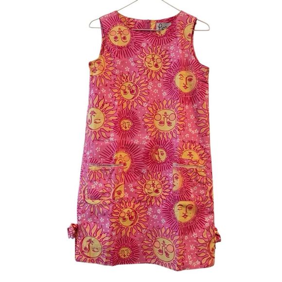 Lilly Pulitzer Dresses & Skirts - Vintage Lilly Pulitzer Sun Face Print Sleeveless Shift Dress Pink Yellow Size 2